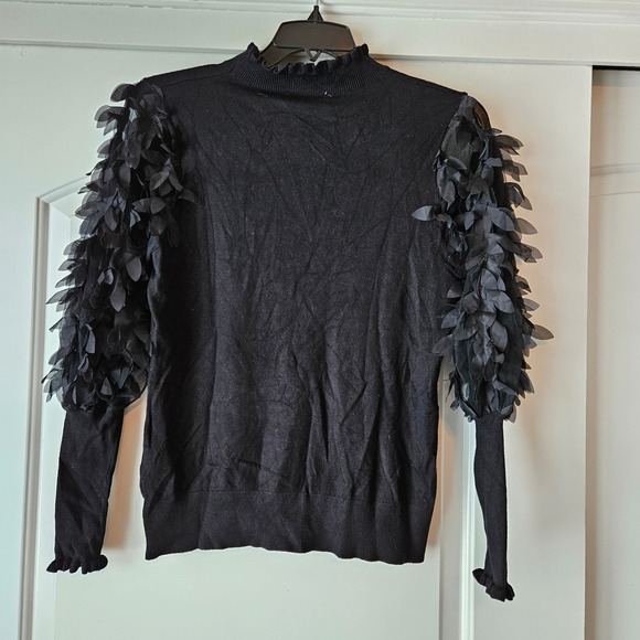 Sioni Milano Sweaters - Sioni Milano Black Sweater Large Mock Neck Petal Dark Romantic‎ Goth Whimsigoth
